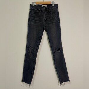 Madewell Jeans Size 26 Ash Black 9" High Rise Skinny Distressed Denim